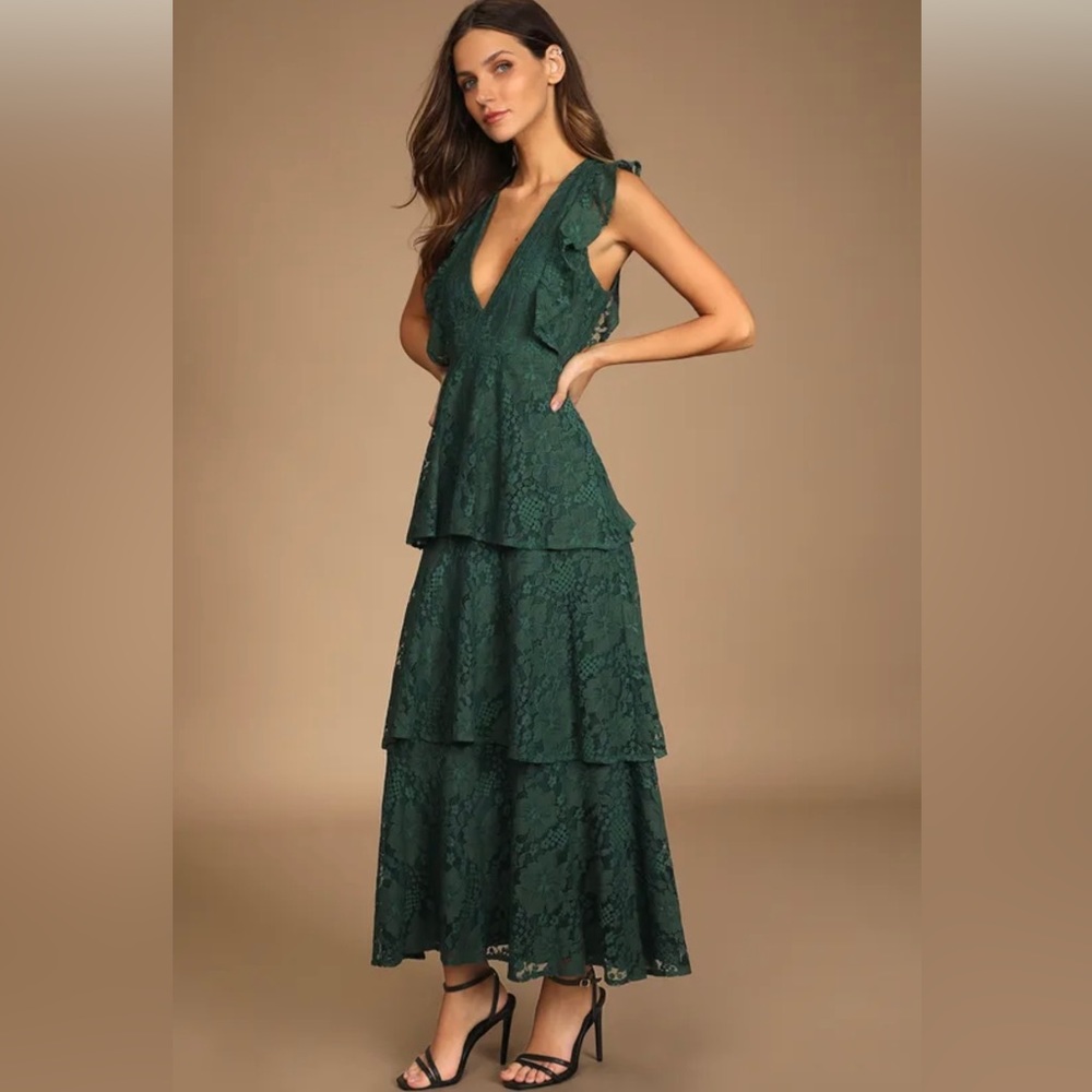 Lulu’s Molinetto Lace Ruffle Tiered Sleeveless Maxi Dress